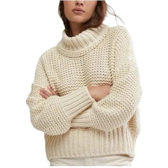 FREE PEOPLE | My Only Sunshine Cotton Blend Crew Neck Sweater in Neutral Size XS - Picture 7 of 14